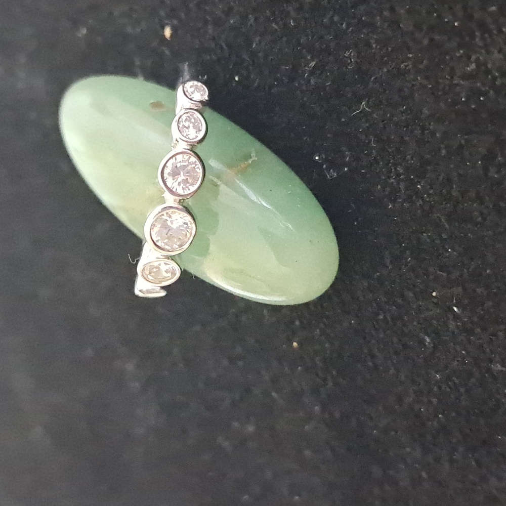 Sterling Silver Half Eternity Round Cubic Zirconia Bezel Ring. Sizes 6, 7 & 8.